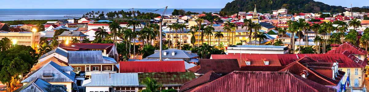 Aerial panorama of Cayenne, the capital of French Guiana in South America