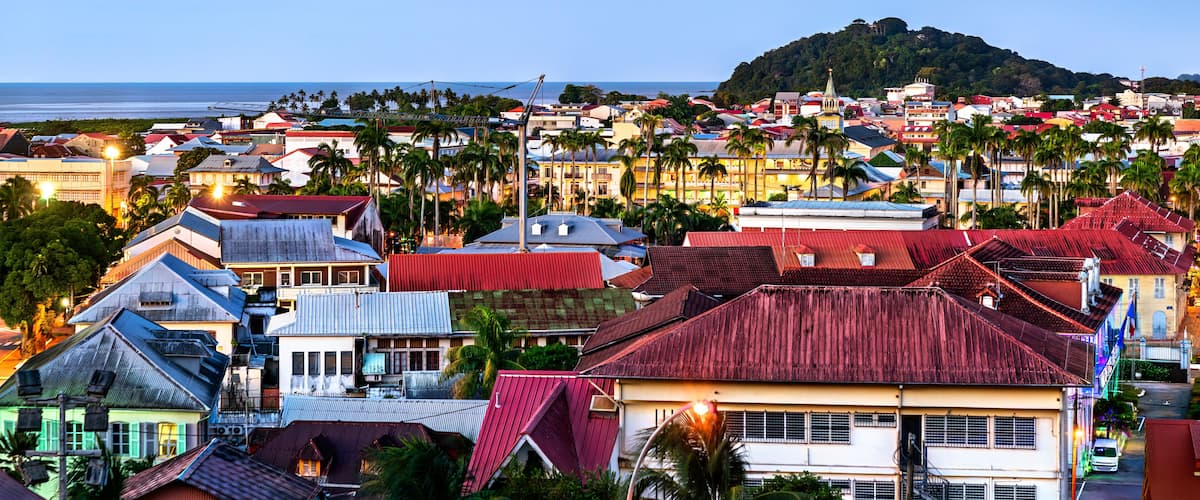 Aerial panorama of Cayenne, the capital of French Guiana in South America