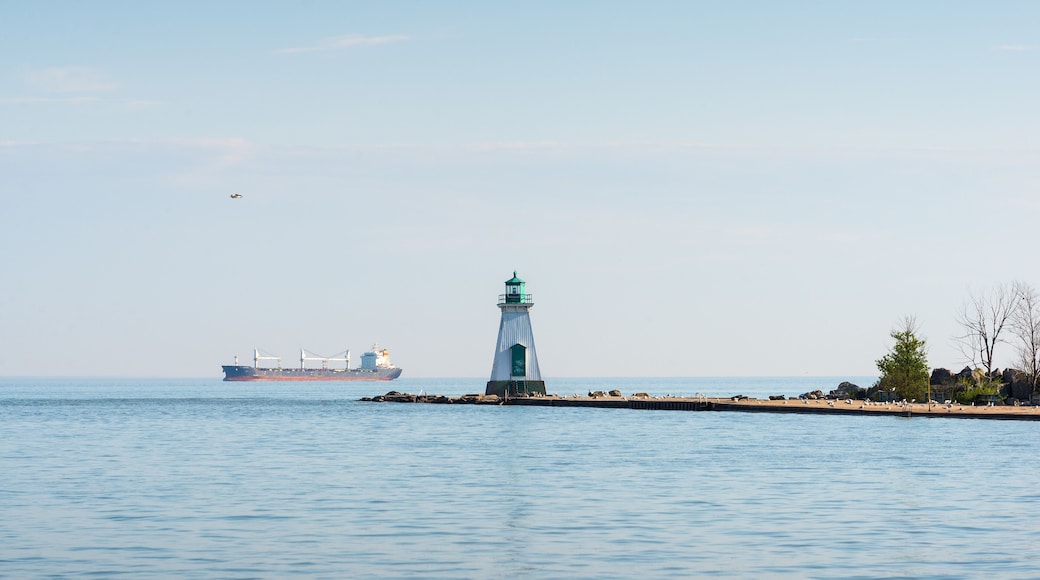 Port Dalhousie Lighthouse and a freight ship