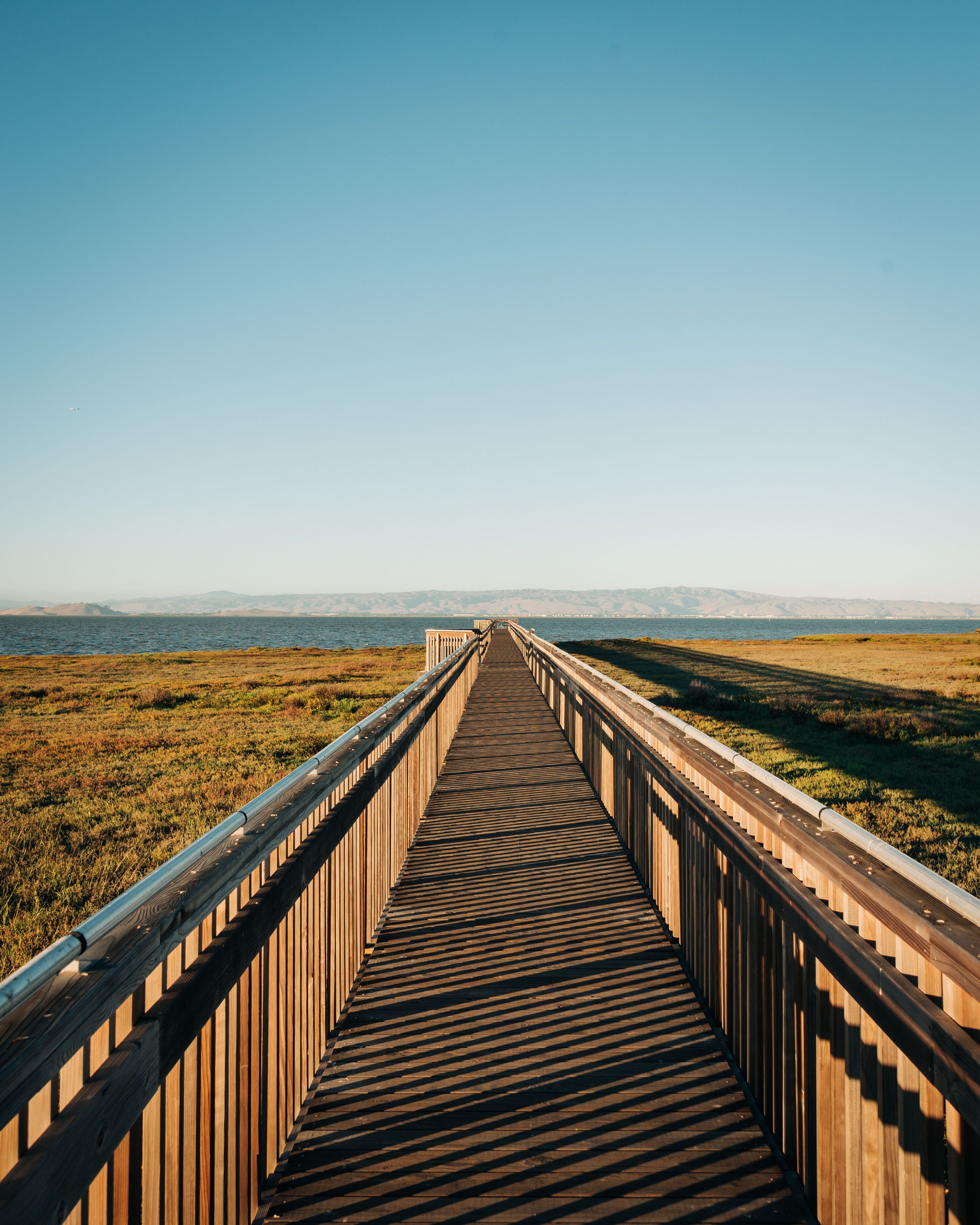 Marsh boardwalk trail at Baylands Nature Preserve, in Palo Alto, California