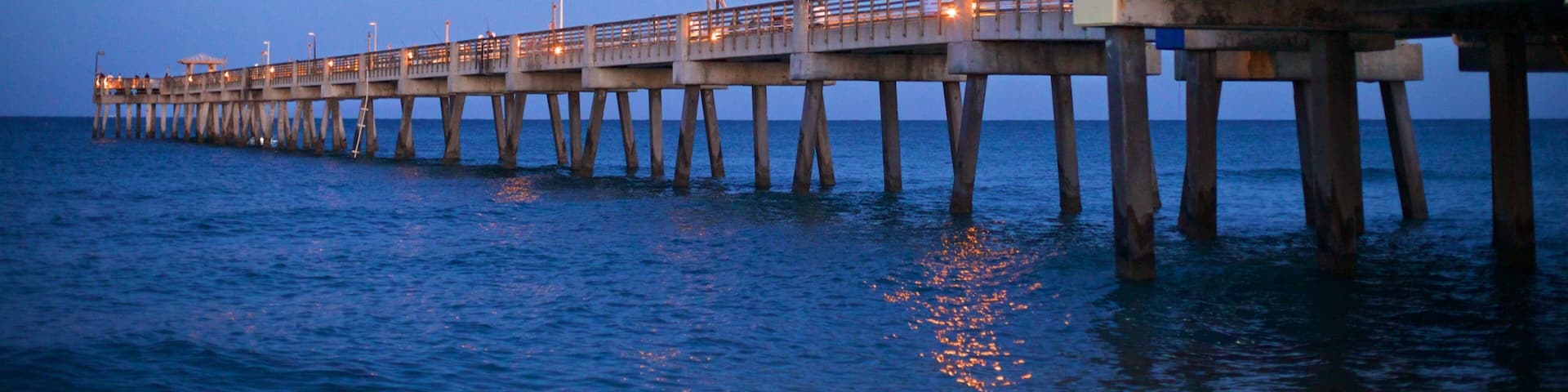Dania Beach showing general coastal views and night scenes