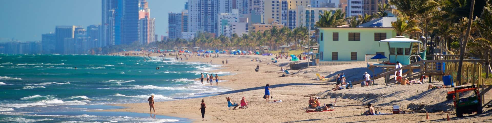 Dania Beach which includes a beach, general coastal views and a coastal town