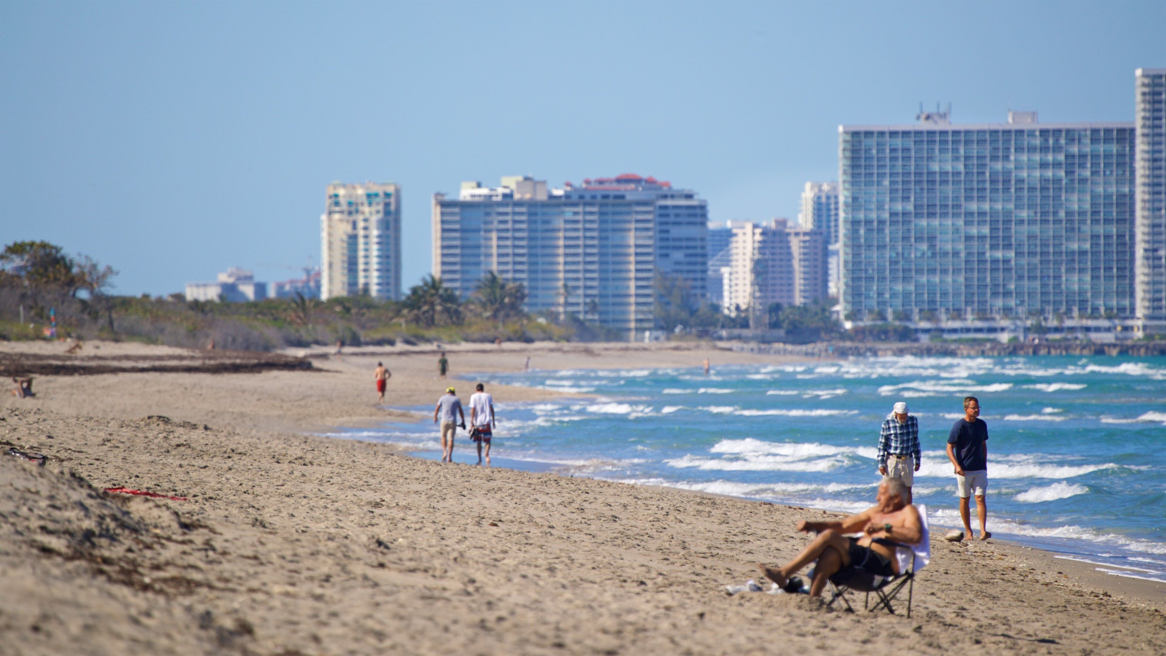 Dania Beach which includes a coastal town, general coastal views and a sandy beach
