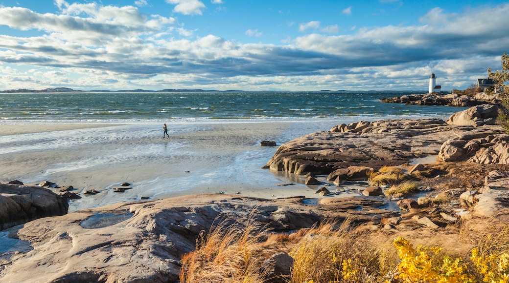 USA, Massachusetts, Cape Ann, Gloucester. Annisquam Lighthouse during autumn.