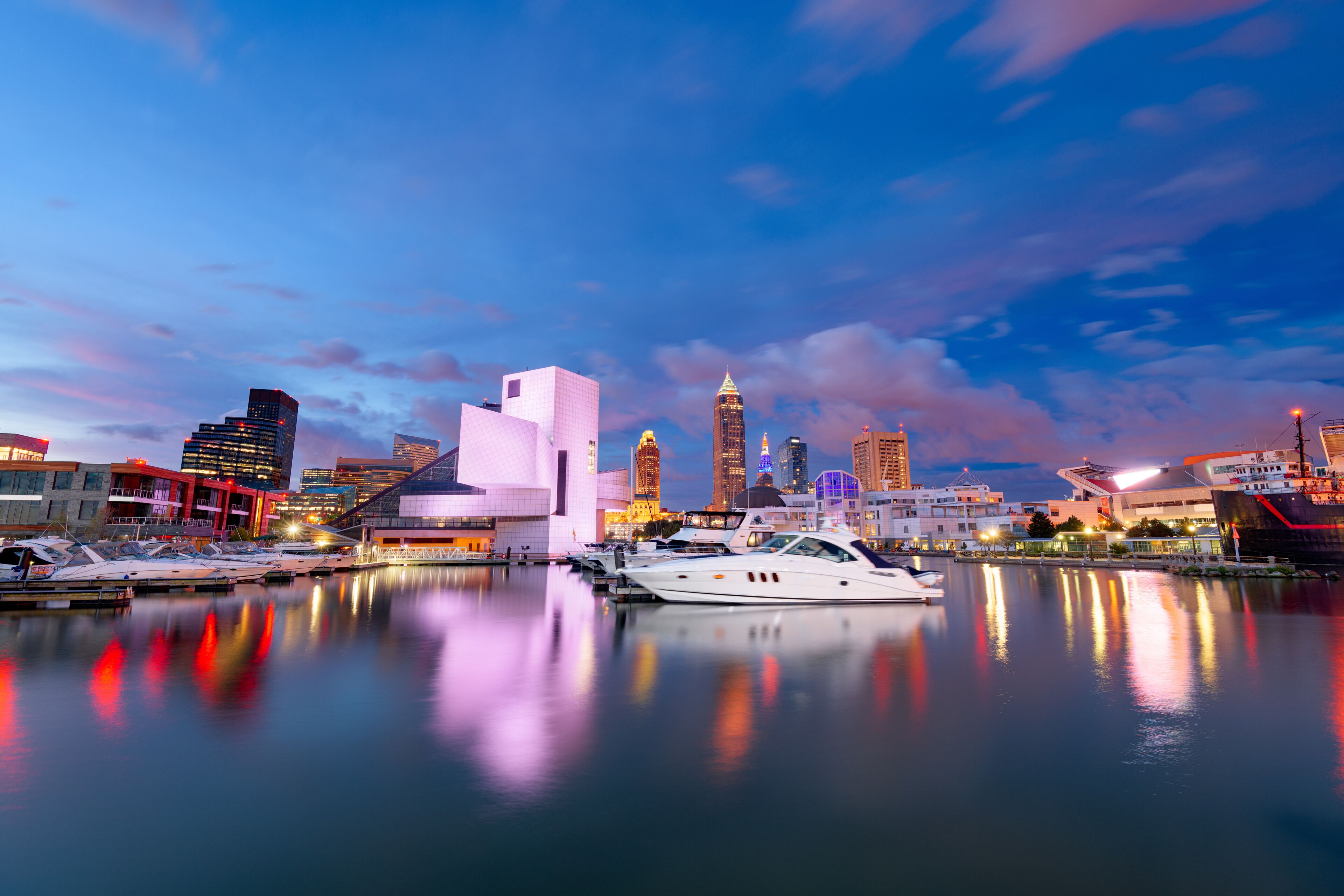 Cleveland, Ohio, USA Downtown City Skyline and Harbor
