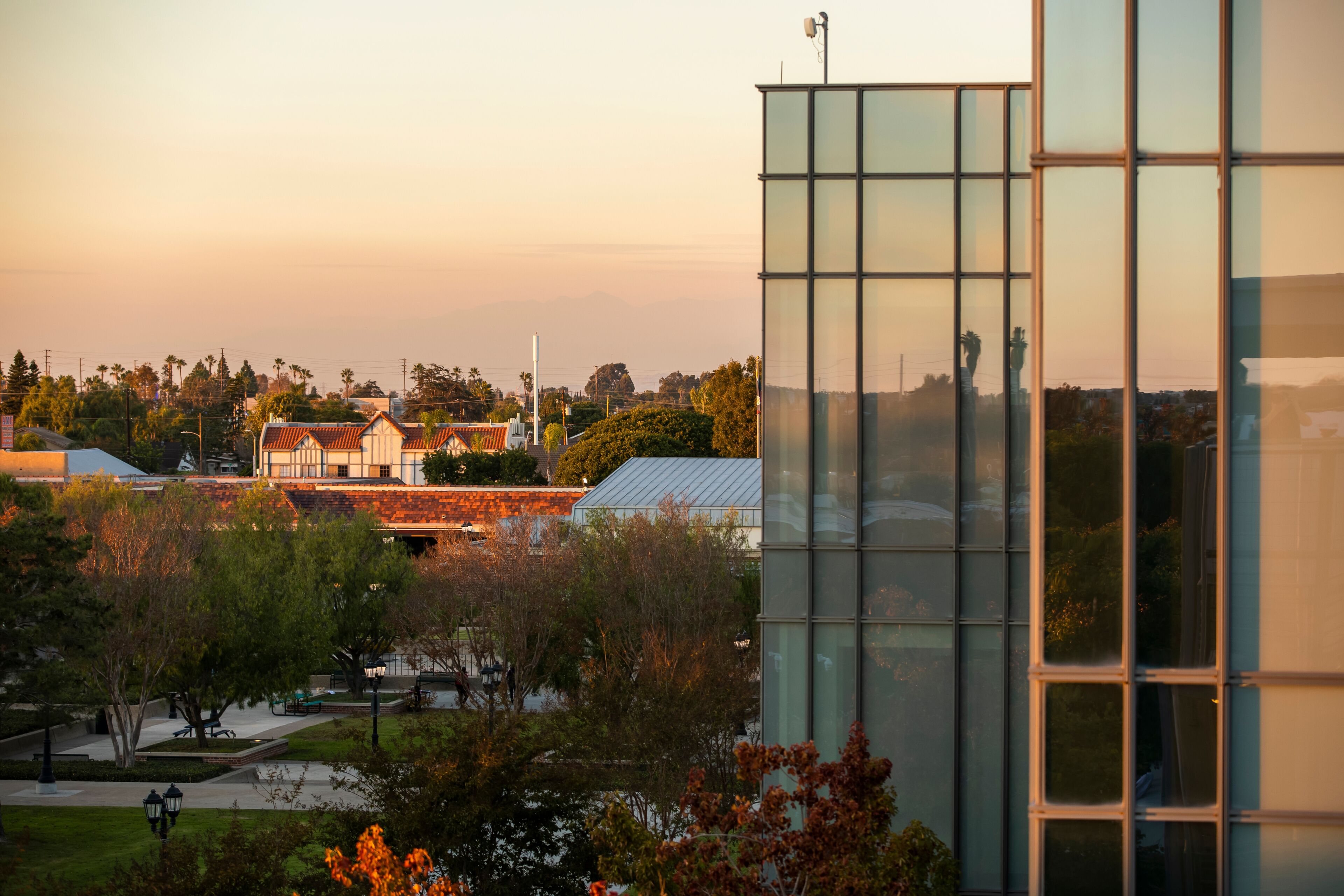 Late afternoon view of the central business district of Westminster, California, USA.