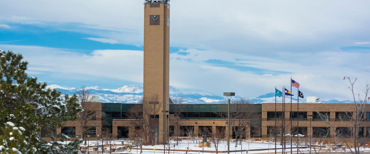 Westminster, Colorado City Hall on a snow covered day