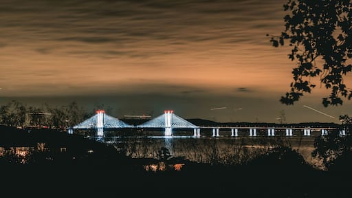 Beautiful view of the Tappan Zee Bridge in New York at night