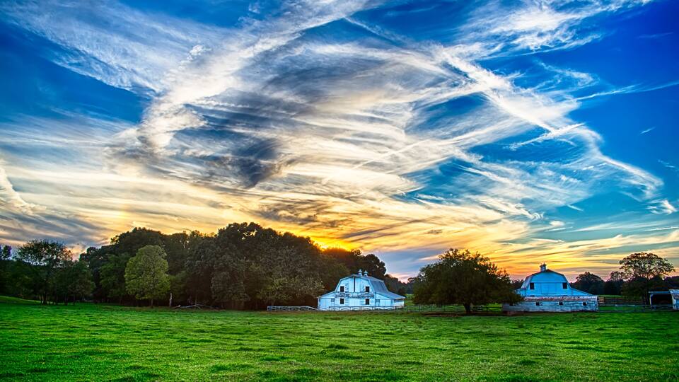 farmland at sunset in york south carolina