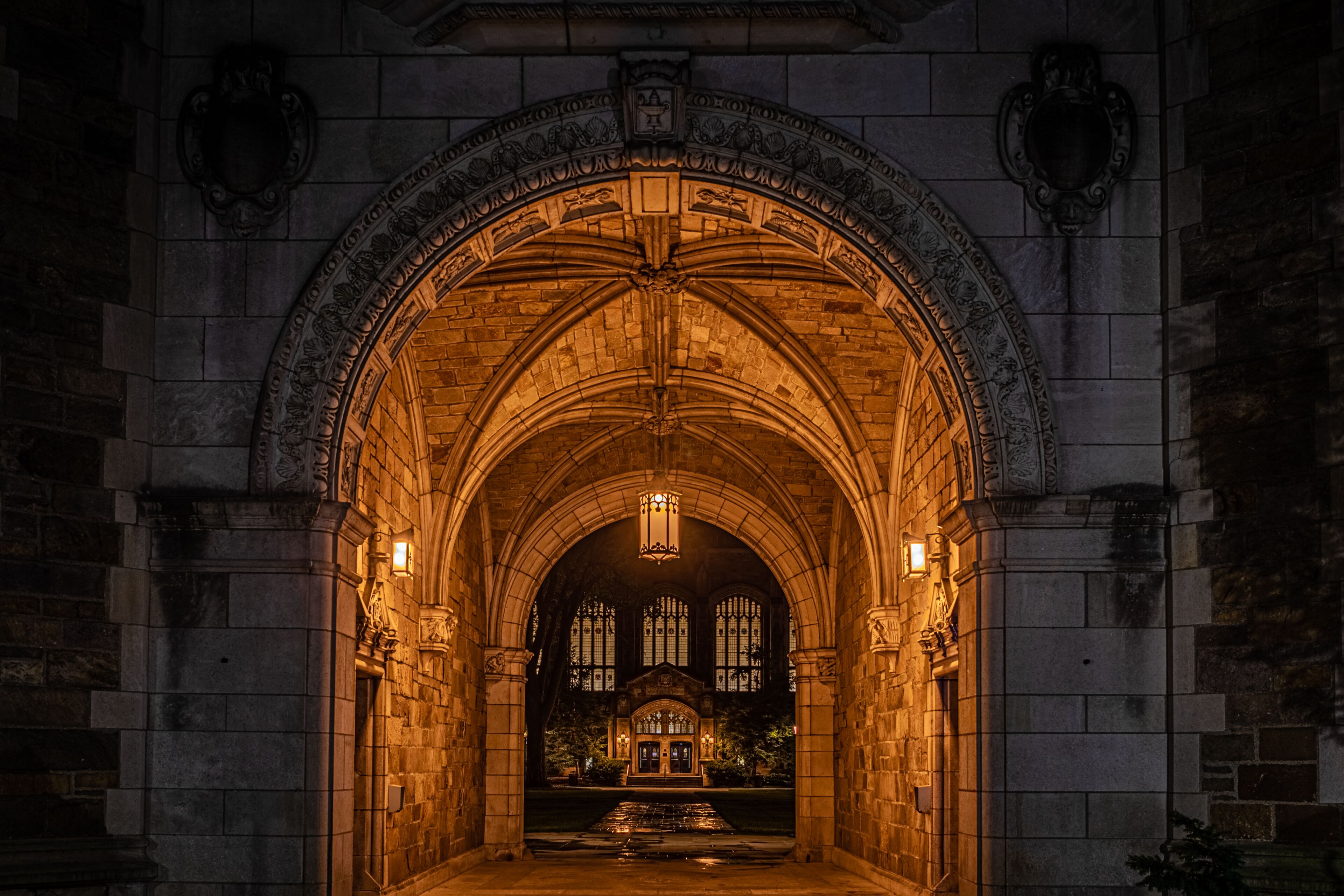 Doors and stained glass - law school quadrangle - Ann Arbor - Michigan - USA