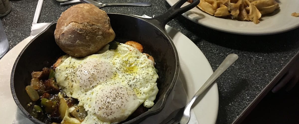 Thumbs up Diner got two thumbs up for us! I had the Low Country Heap minus the potatoes. Kendrick had waffles and bacon. Yum!