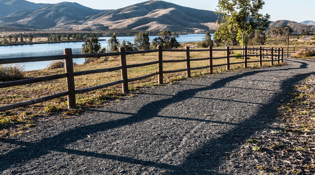 Pathway, trees, lake and mountains at Mountain Hawk Park in Chula Vista, California. ; Shutterstock ID 408255850