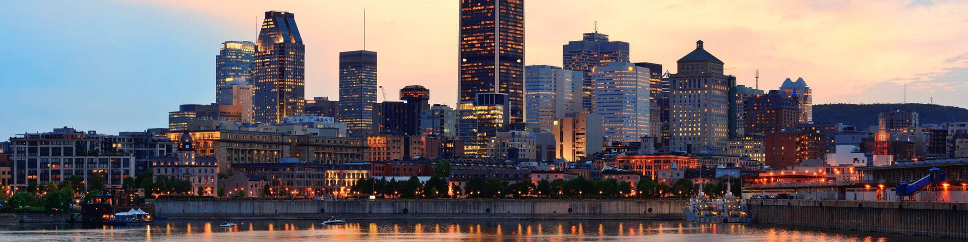 Montreal over river at dusk