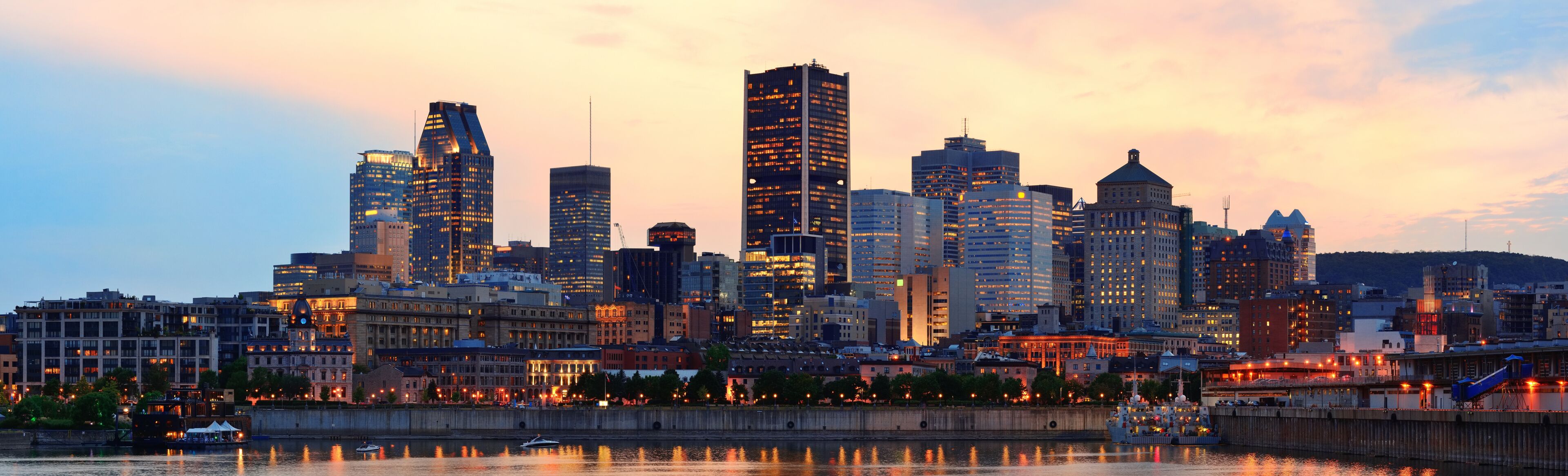 Montreal over river at dusk