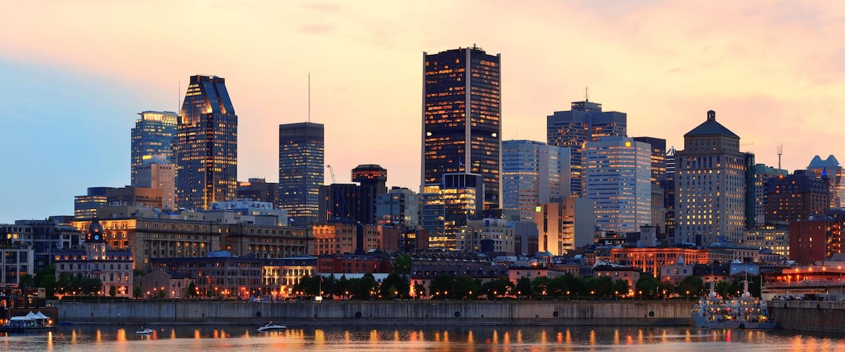 Montreal over river at dusk