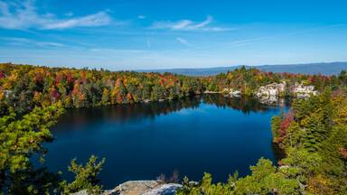 A beautiful lake scene on the top of a mountain in Autumn/Fall, Minnewaska State Park Preserve, New York