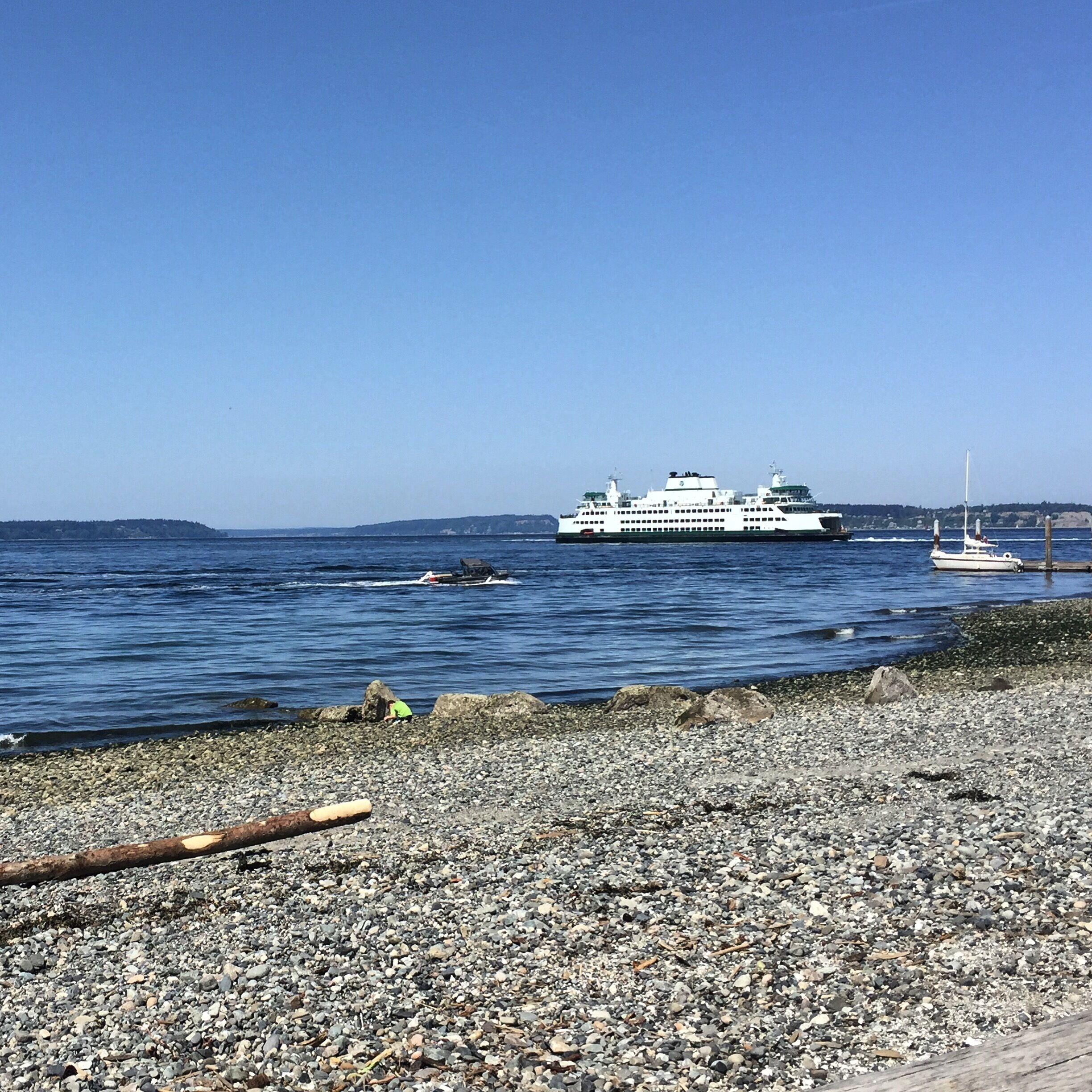 nothin' like sitting on the beach and watching ferries go by, wondering who is on them and what adventure they're going on. #BeachBound