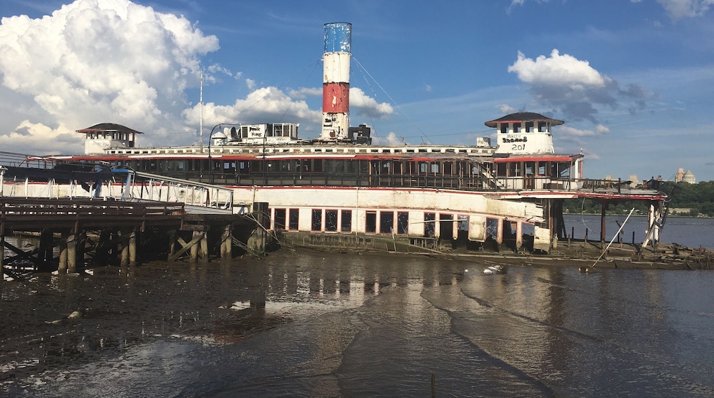 Faded from glory but not forgotten. The Binghampton was originally a popular ferry with elegant detailing. If you would like to see her, and pay your respects to the golden age of the waterfront, act fast. She will soon be unceremoniously removed and disposed of. #patterns