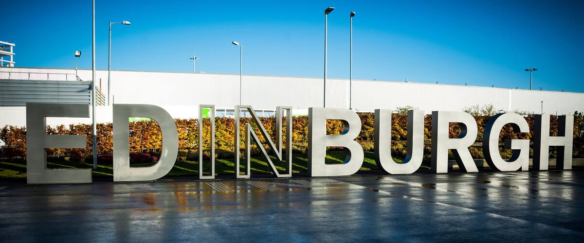 Edinburgh sign greeting visitors in the Scottish capital