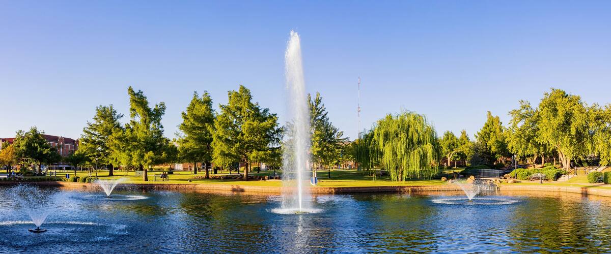 Sunny view of the campus of University of Central Oklahoma
