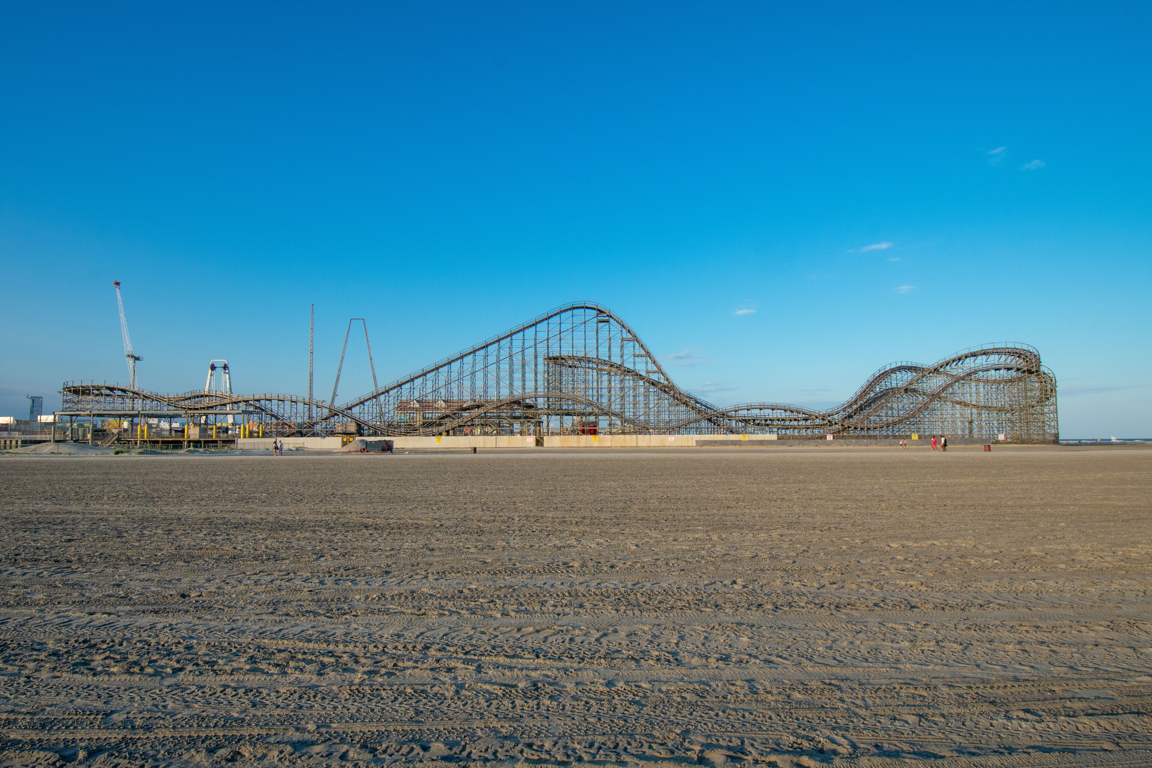 A Wooden Roller Coaster on a Boardwalk in Wildwood New Jersey