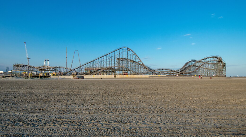 A Wooden Roller Coaster on a Boardwalk in Wildwood New Jersey