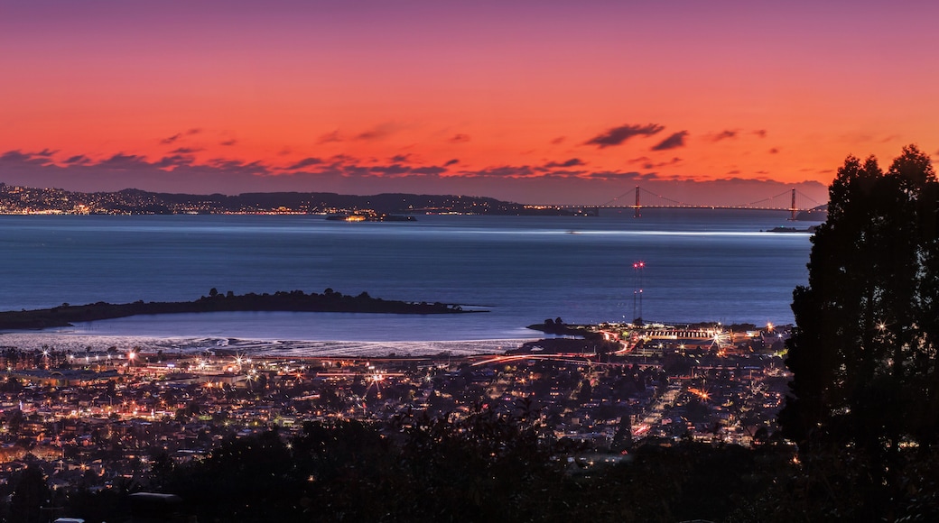 Panorama Night View of San Francisco Bay, East Bay, Oakland, Berkeley, Richmond, El Cerrito, Kensington