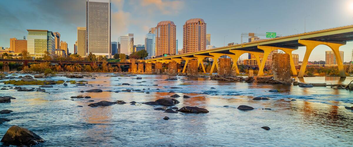 Richmond downtown city skyline cityscape in Virginia, USA