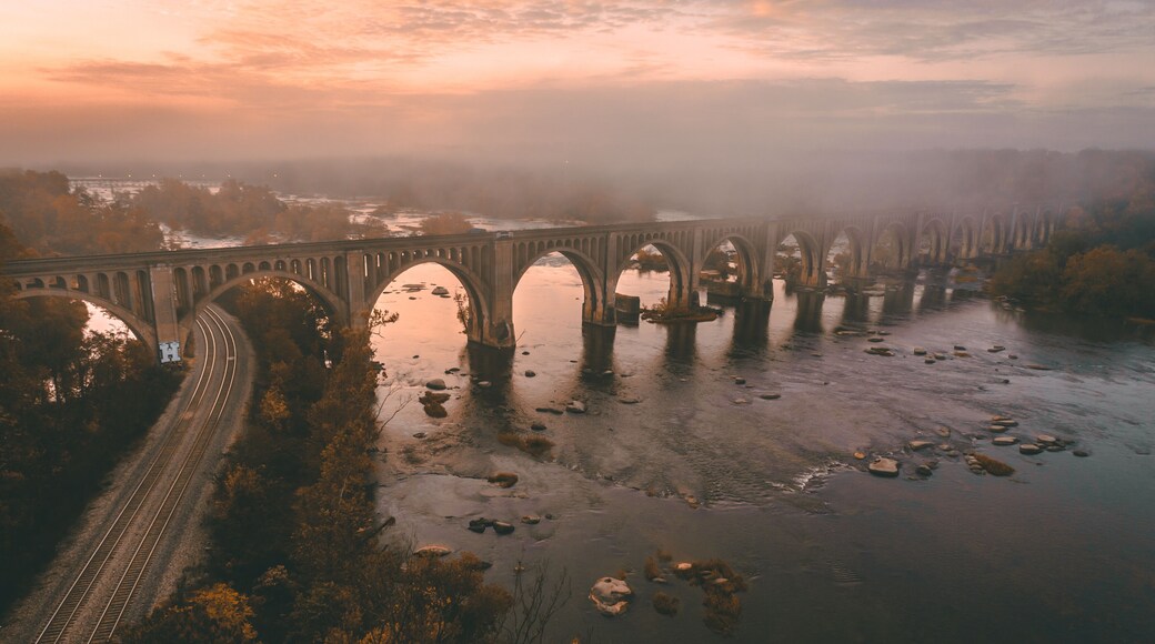 Foggy Sunrise Over the James River in Richmond, Virginia