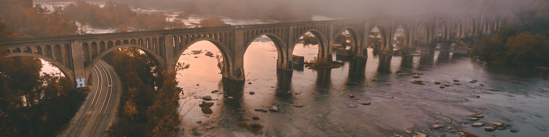 Foggy Sunrise Over the James River in Richmond, Virginia