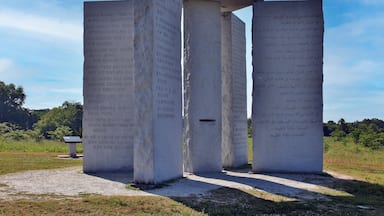 Shady view of Georgia Guidestones in Elberton, GA