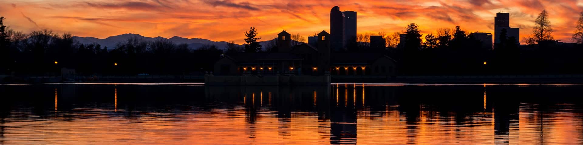 Colorful sunset in the Denver City Park