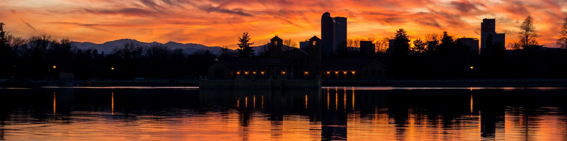 Colorful sunset in the Denver City Park