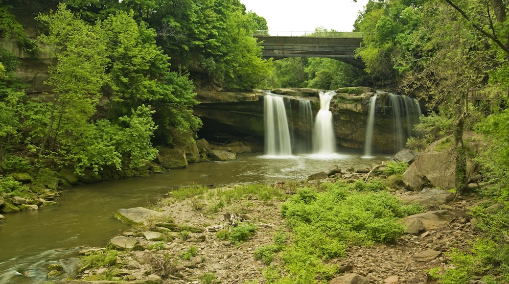 East Falls in Elyria Ohio. This large waterfall is found in the middle of an urban area near Cleveland Ohio.; Shutterstock ID 31620121