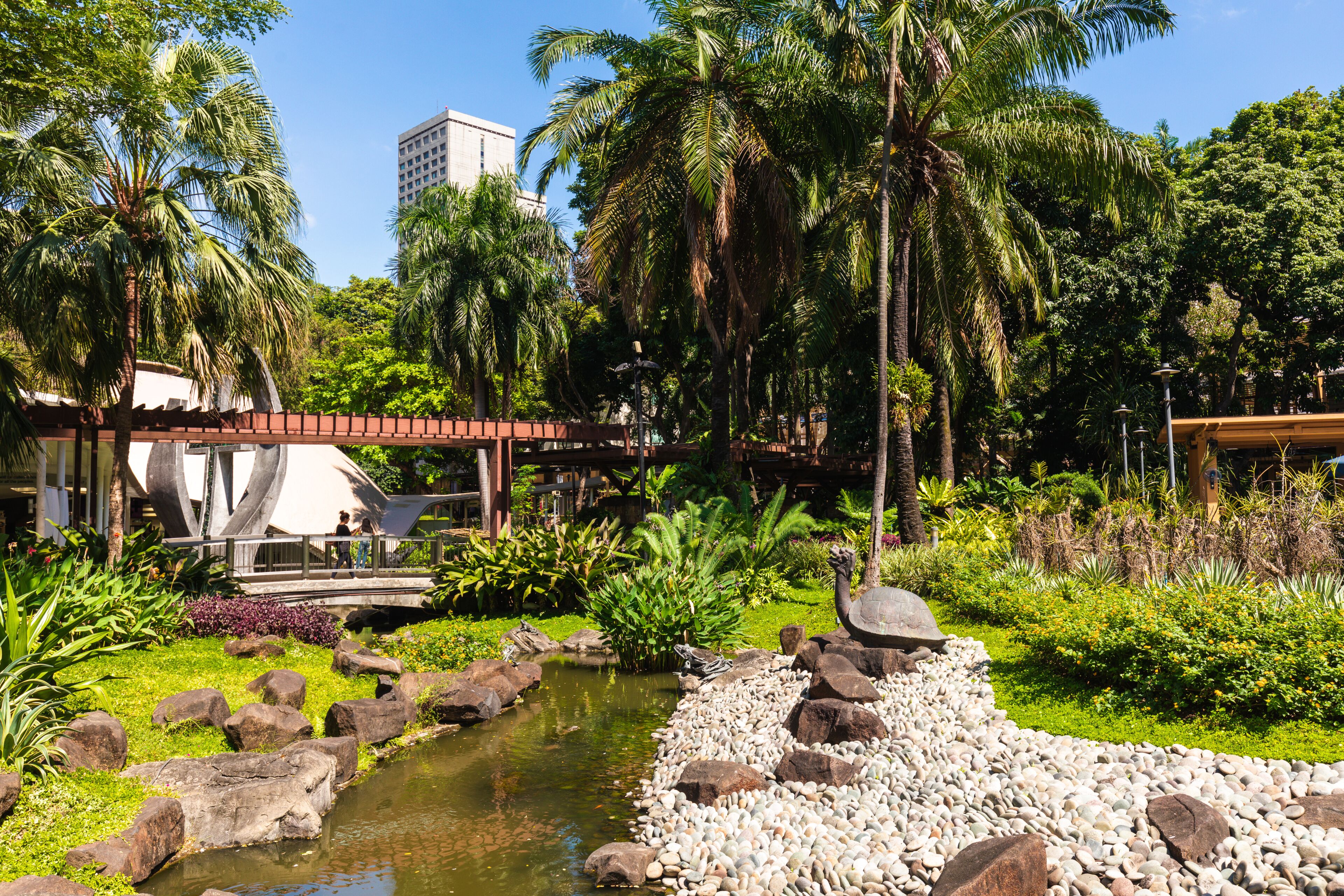 Scene of Greenbelt Shopping Mall garden at Makati district