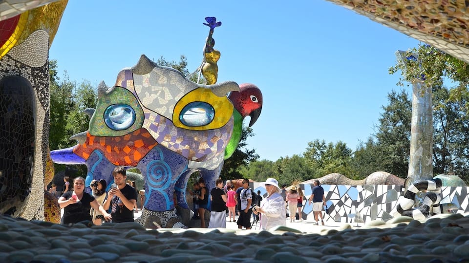 Queen Califia's Magical Circle is a sculpture garden located in Escondido, California. It is one of the last works of French artist Niki de Saint Phalle. The garden is named after Califia, the fictional warrior queen of the mythical Island of California, and inspired by California's rich history and culture.
This sculpture garden opens to public on every second Saturday of the month for only 4 hours.