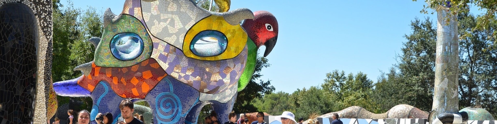 Queen Califia's Magical Circle is a sculpture garden located in Escondido, California. It is one of the last works of French artist Niki de Saint Phalle. The garden is named after Califia, the fictional warrior queen of the mythical Island of California, and inspired by California's rich history and culture.
This sculpture garden opens to public on every second Saturday of the month for only 4 hours.