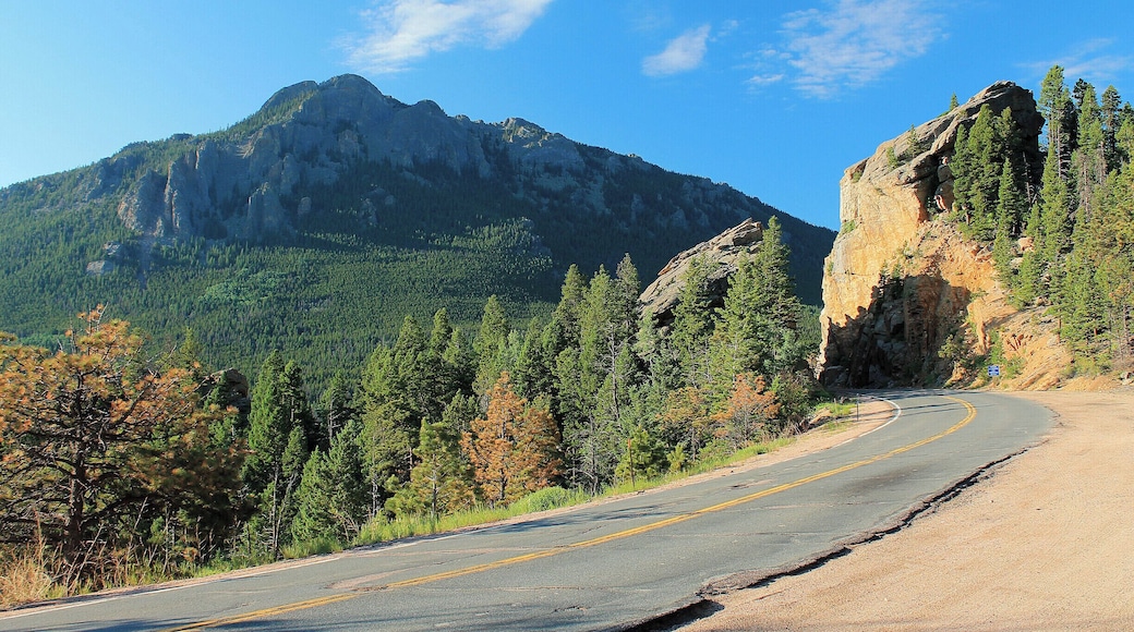 This is the start of the Peak to Peak Scenic Byway, as it comes out of Marys Lake. Its a beautiful drive, with some spectacular scenery.
