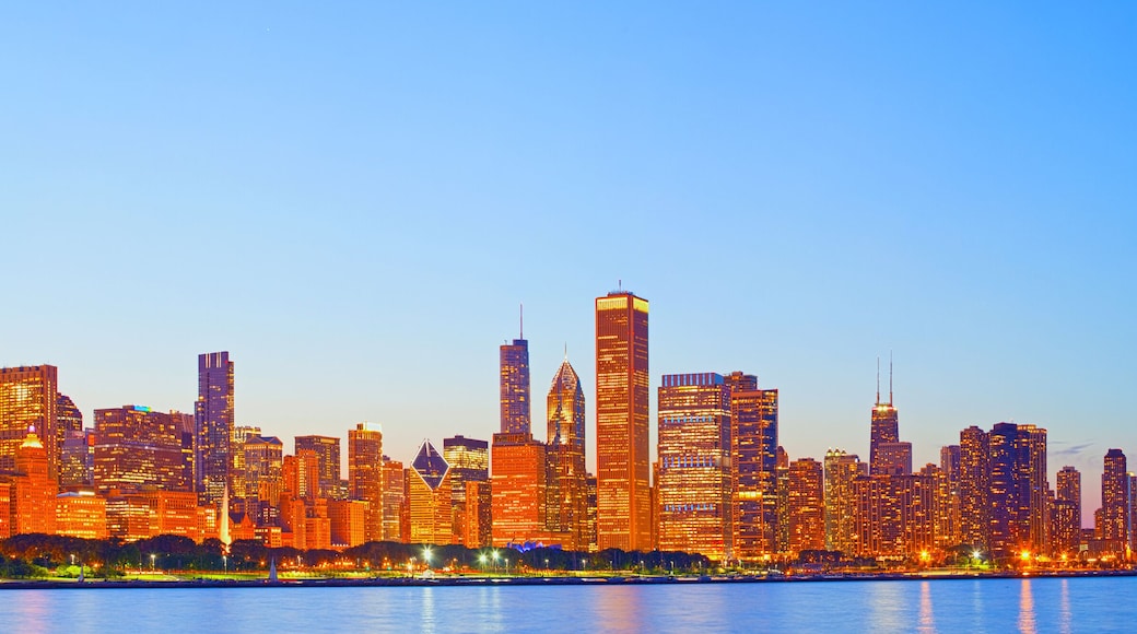 City of Chicago USA, sunset colorful panorama skyline