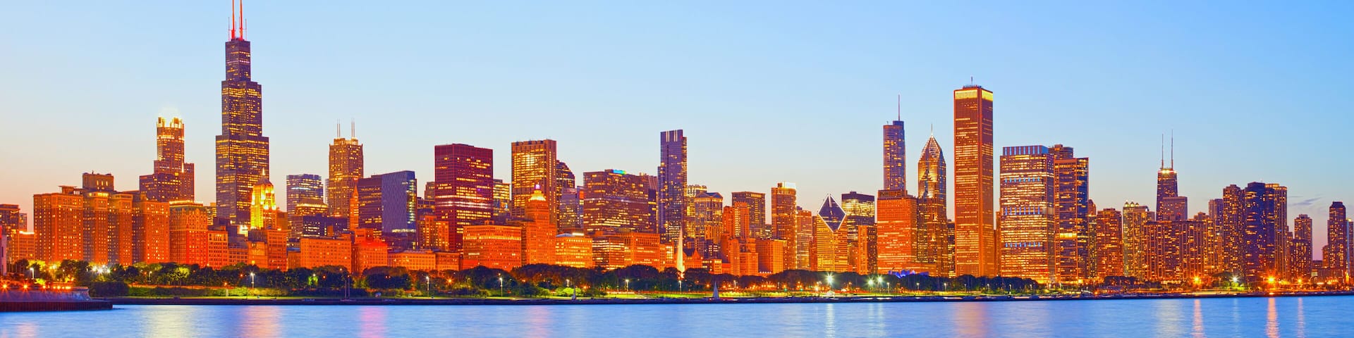 City of Chicago USA, sunset colorful panorama skyline