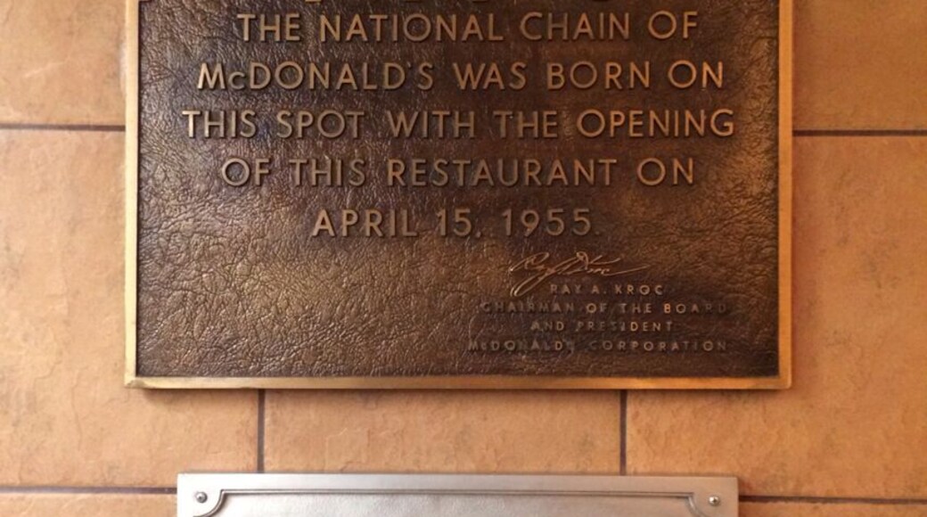 On this spot, the first McDonalds chain restaurant was opened in 1955. Americana at its finest!