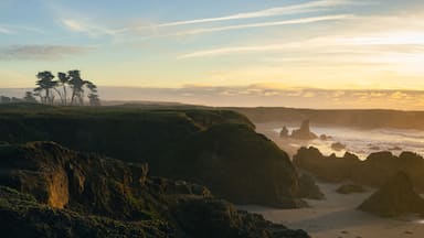 Panoramic landscape view of sunset near fort bragg california
