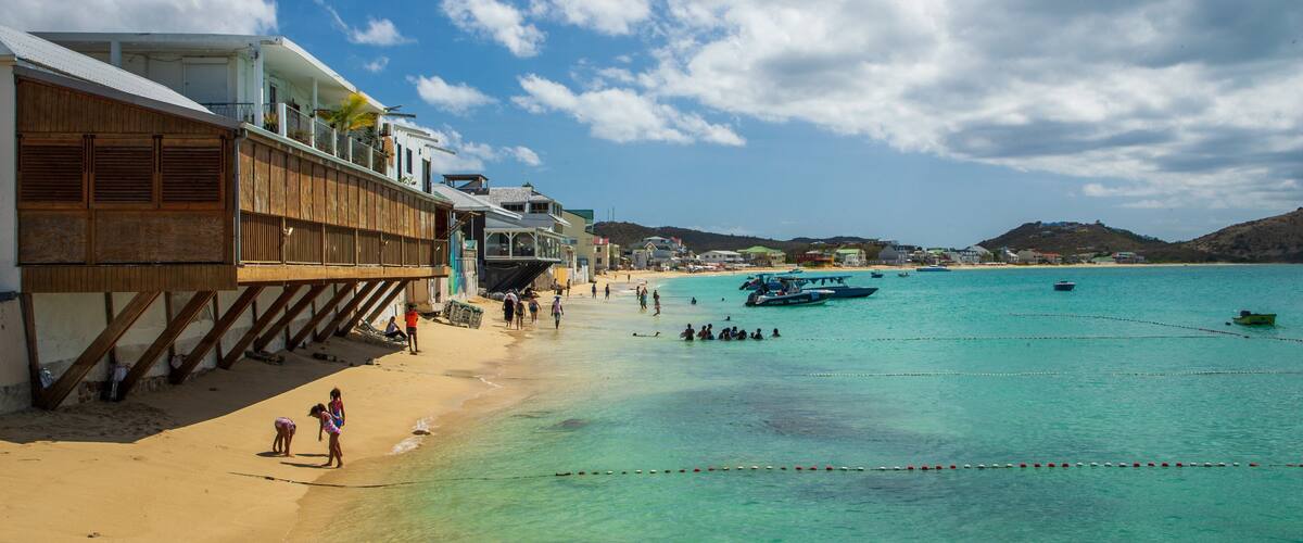 Grand Case featuring general coastal views, a coastal town and a sandy beach