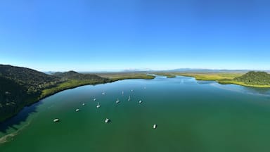 Aerial panarama of Mourilyan Harbour near Innisfail Queensland Australia