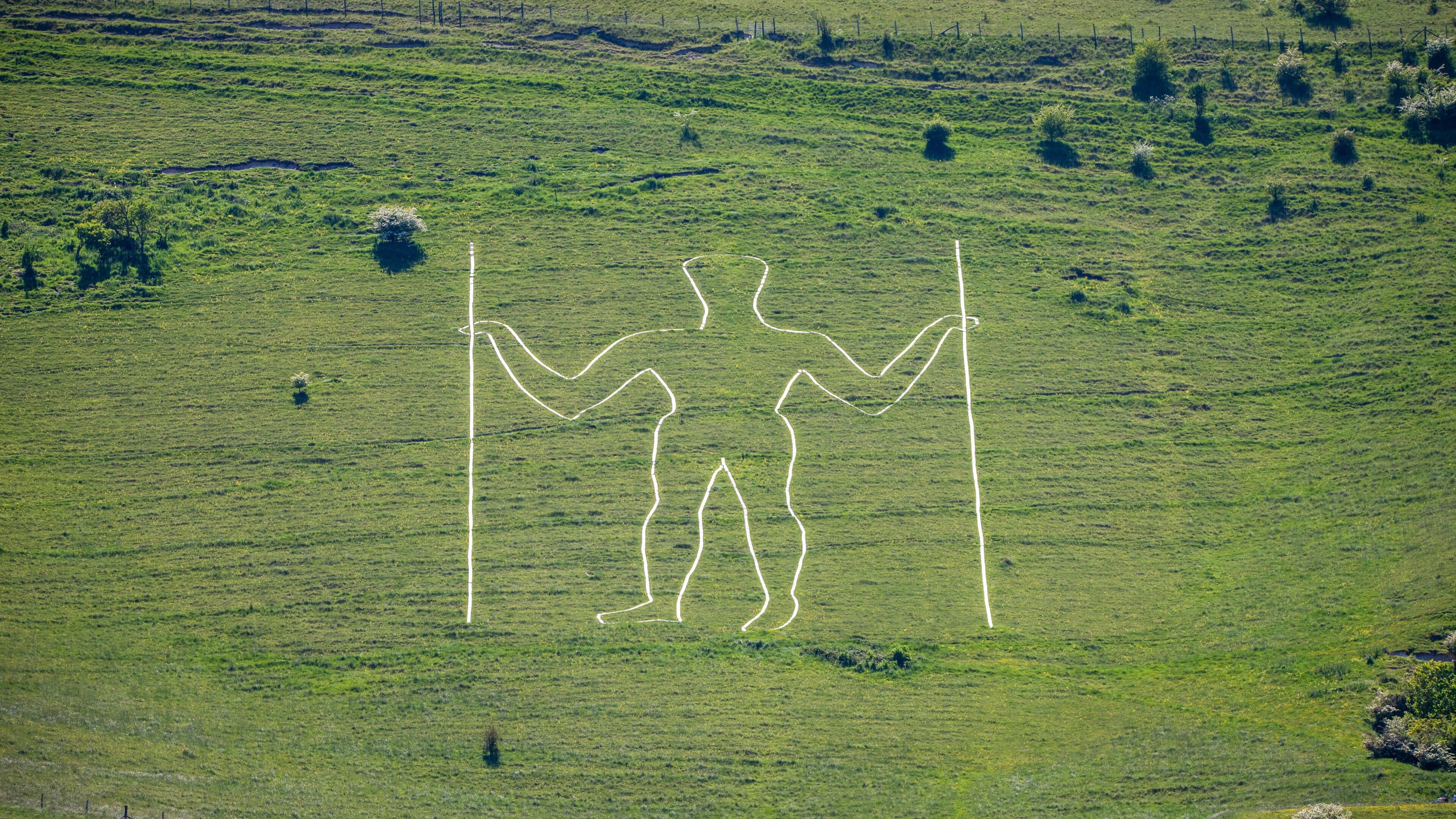 The Long Man of Wilmington carved into the hillside