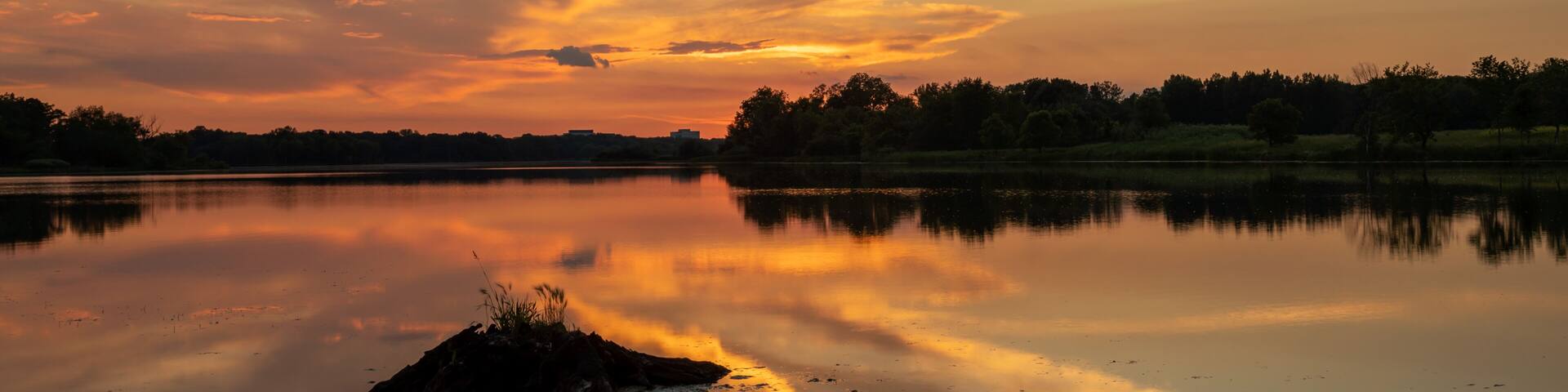 Sunset at Busse Lake Elk Grove Village, Illinois USA