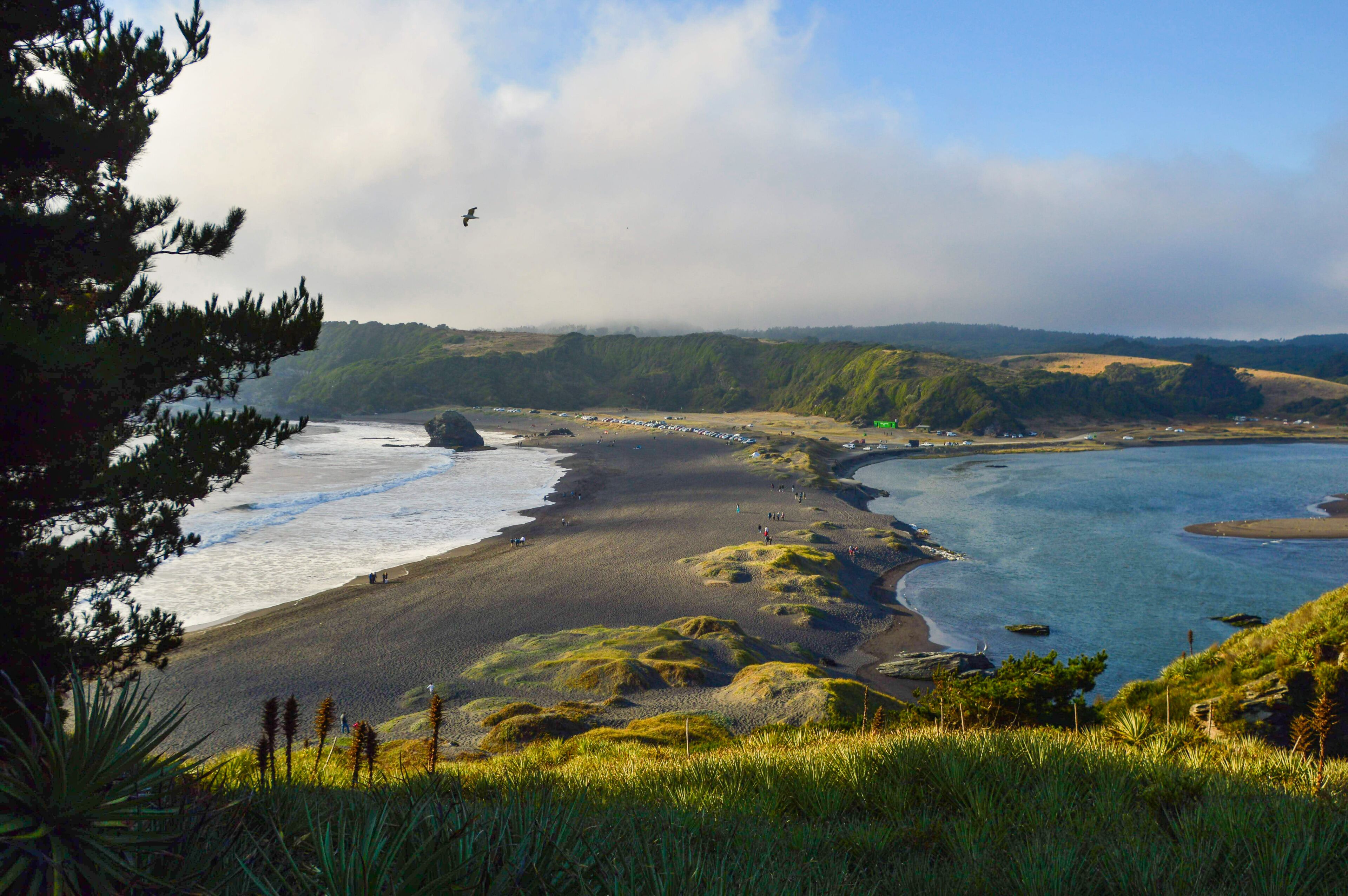 Incredible city with natural beauty in the pacific ocean, with mouth of the Bio Bio river in Concepcion, Chile