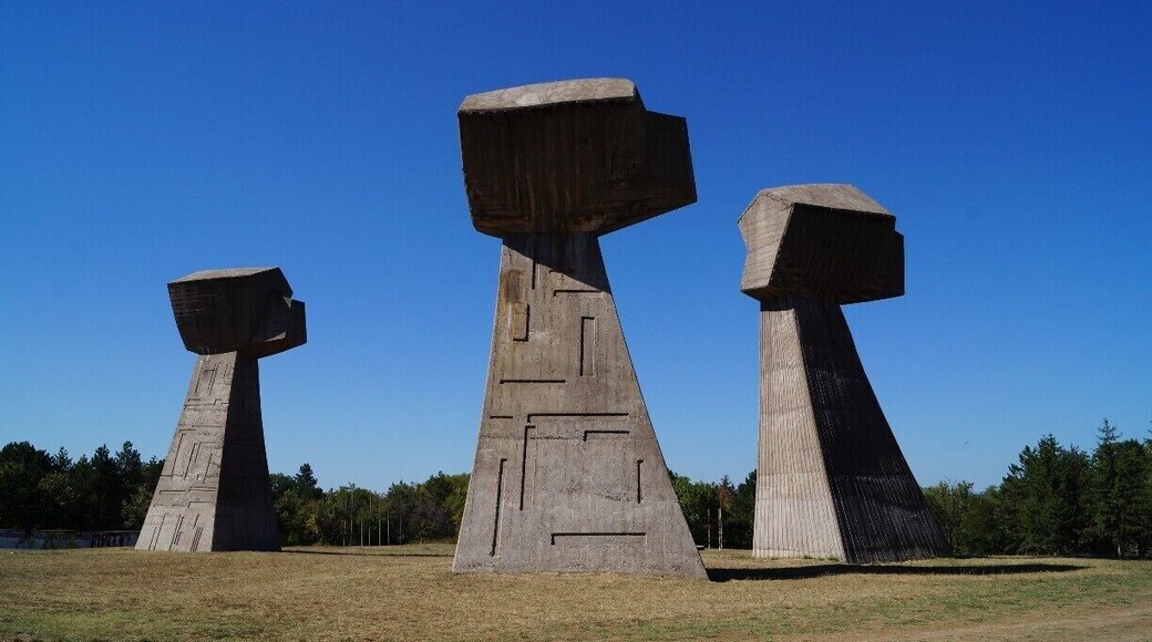 Bubanj is a striking memorial in the town of Niš, in Serbia. The hill was the setting for the execution of more than 10,000 people from Niš. The Germans had a concentration camp near by and brought the prisoners here to be shot during World War II. Trenches were dug to hide the bodies, but they were later dug up and burnt to hide any evidence of the killings.
You can catch a bus (#4) here, but I recommend a taxi.