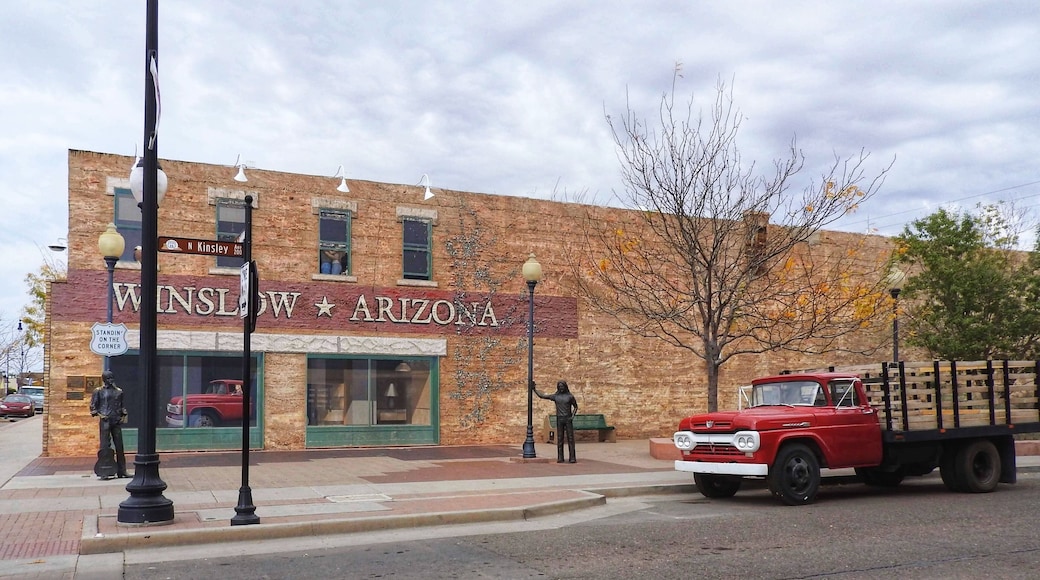 Standin' on the Corner Park is a public park in Winslow, Arizona, opened in 1999, commemorating the song "Take It Easy" which was written by Jackson Browne and Glenn Frey and most famously recorded by the Eagles. The song includes the verse "Well, I'm a standing on a corner in Winslow, Arizona and such a fine sight to see. It's a girl, my Lord, in a flatbed Ford slowin' down to take a look at me." In September 2016, a statue (middle of the pic) was unveiled at the park in the likeness of Glenn Frey, who died earlier that year. (October 2016)
#Trovember