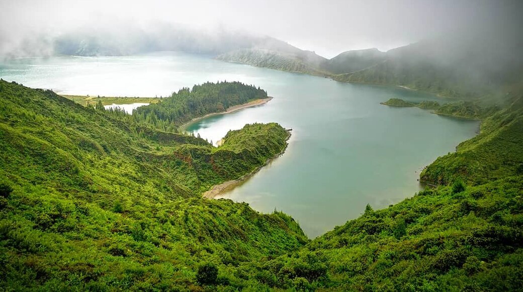 Lagoa do Fogo is a crater lake within the Água de Pau Massif stratovolcano in the center of the island of São Miguel in the Portuguese archipelago of the Azores.